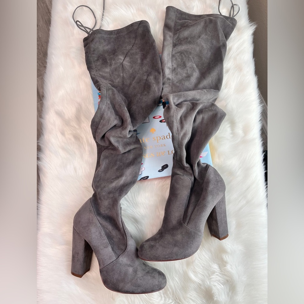 MIA Charcoal Suede Over the Knee Boots